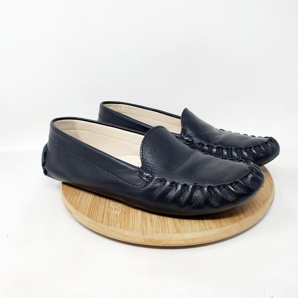 Cole Haan Evelyn Driving Loafer Womens 8.5 Black Leather Moccasin Driver Shoes